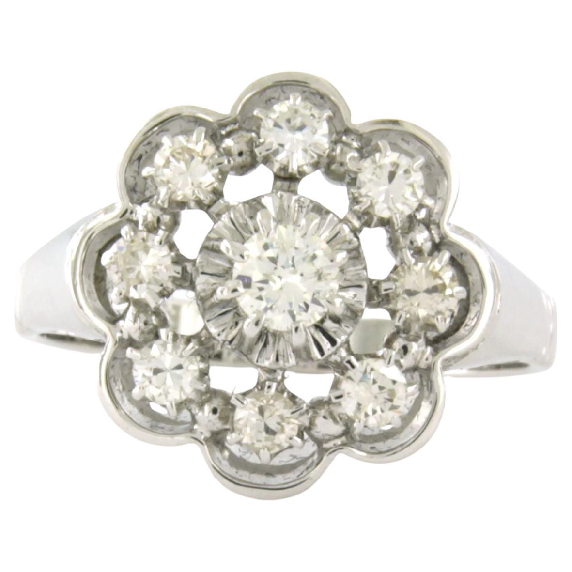 Ring with brilliant cut diamonds up to 0.52ct 18k white gold 5.0 grams