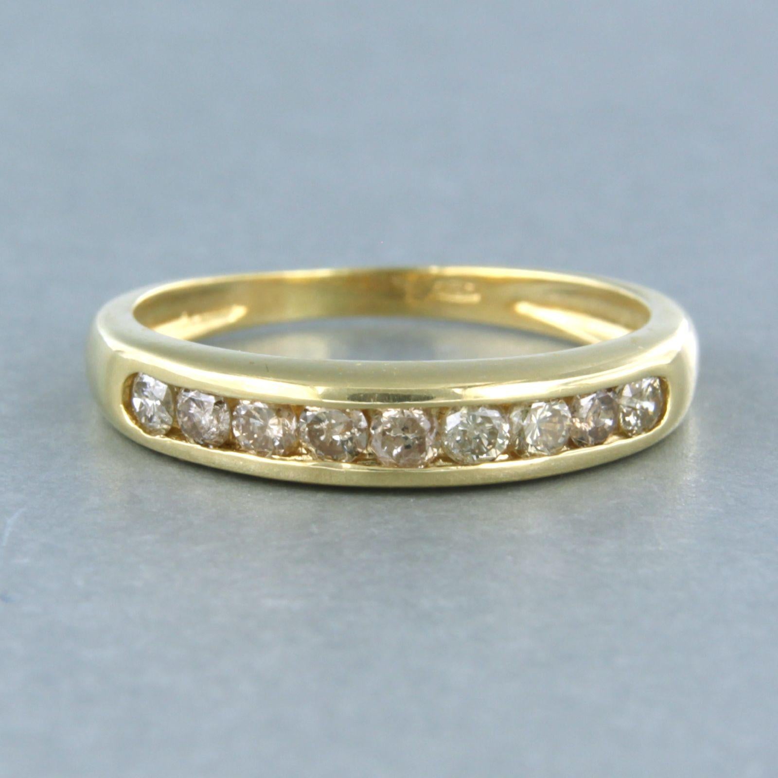 18k yellow gold ring set with brilliant cut diamonds. 0.54ct - M/N - SI - ring size U.S. 7.75 - EU 18 (56)

detailed description:

the top of the ring is 4.0 mm wide

Ring size US 7.75 - EU 18 (56), the ring can be enlarged or reduced a few sizes at