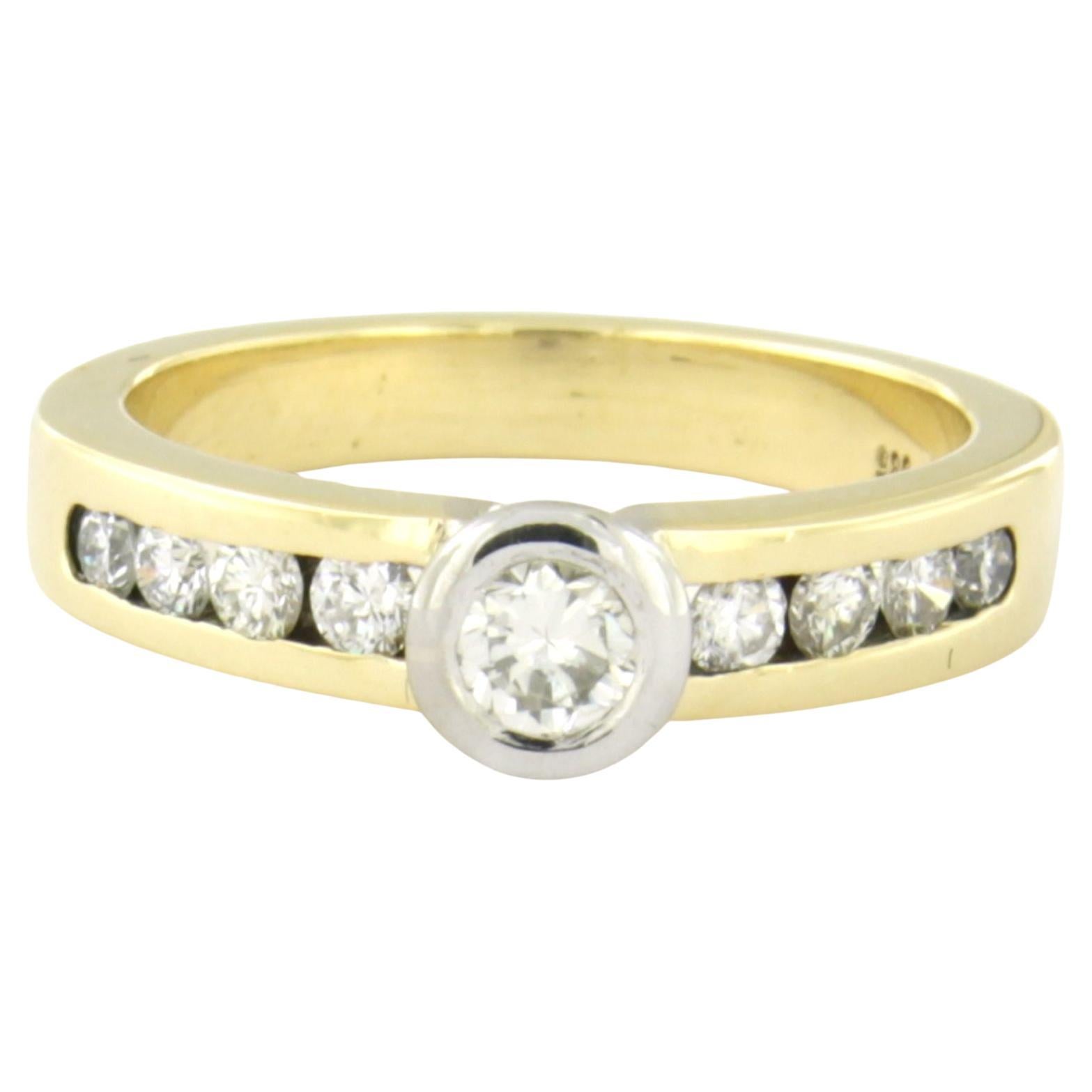 Ring with brilliant cut diamonds up to 0.55ct 14k bicolour gold 5.3 grams