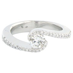 Ring with brilliant cut diamonds up to 0.55ct 18k white gold 4.9 grams