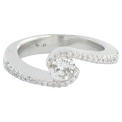 Ring mit Diamanten im Brillantschliff bis zu 0,55ct 18k Weißgold 4,9 Gramm