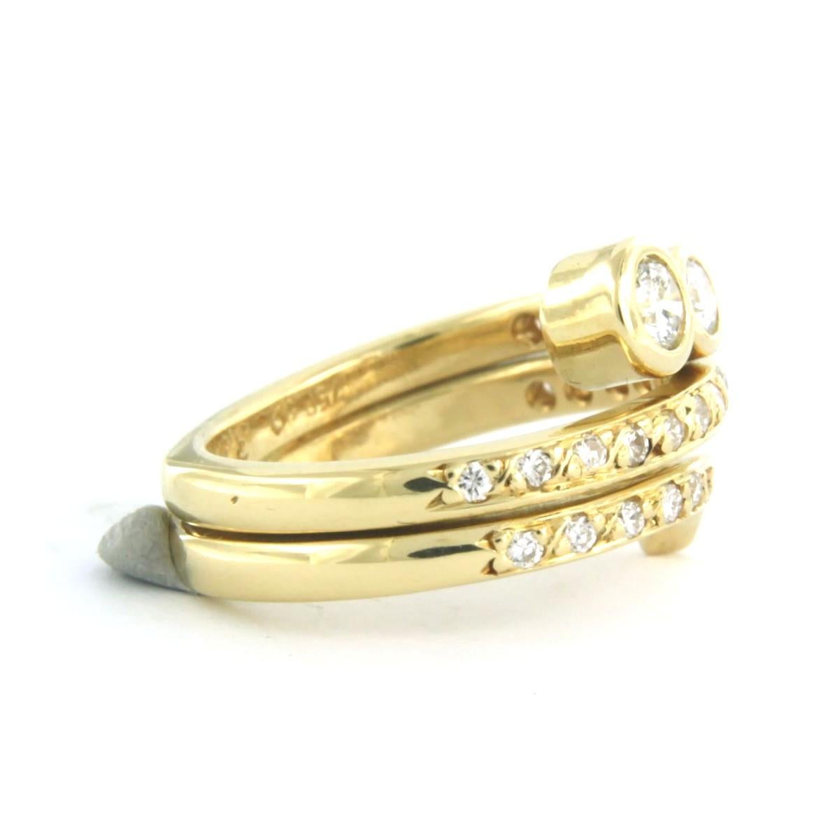 Moderne Bague sertie de diamants taille brillant jusqu'à 0,55 ct Or jaune 18k 7,2 grammes en vente