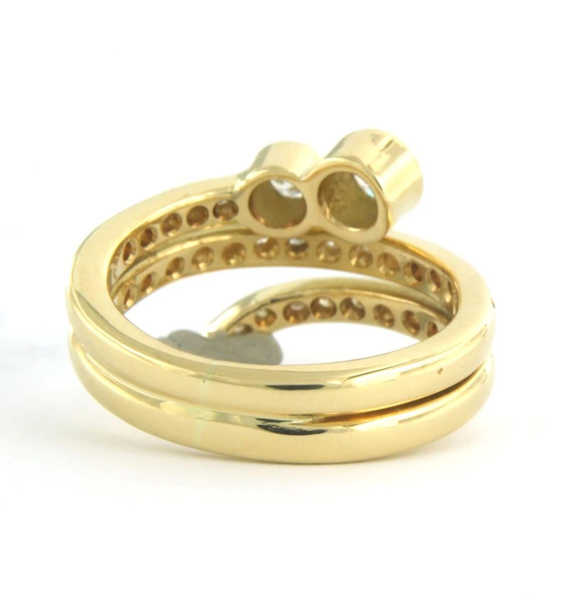 Taille brillant Bague sertie de diamants taille brillant jusqu'à 0,55 ct Or jaune 18k 7,2 grammes en vente