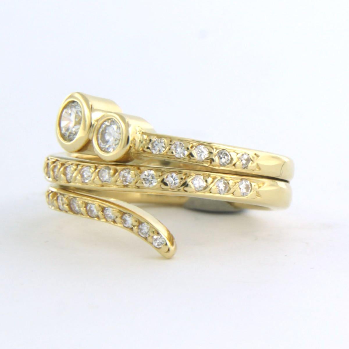 Bague sertie de diamants taille brillant jusqu'à 0,55 ct Or jaune 18k 7,2 grammes Excellent état - En vente à The Hague, ZH