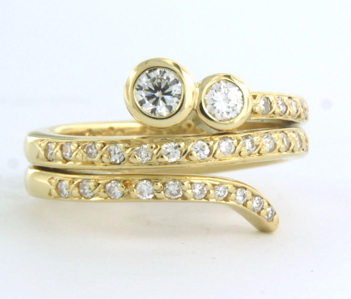 Bague sertie de diamants taille brillant jusqu'à 0,55 ct Or jaune 18k 7,2 grammes Pour femmes en vente