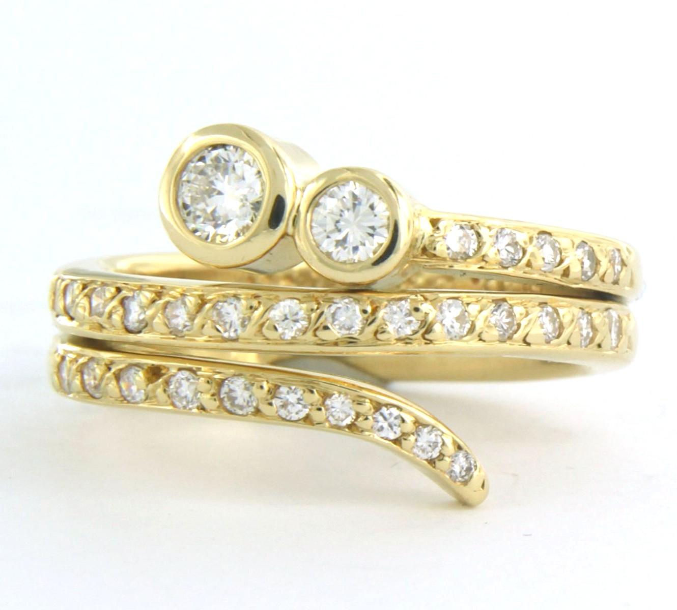 Bague sertie de diamants taille brillant jusqu'à 0,55 ct Or jaune 18k 7,2 grammes en vente 1