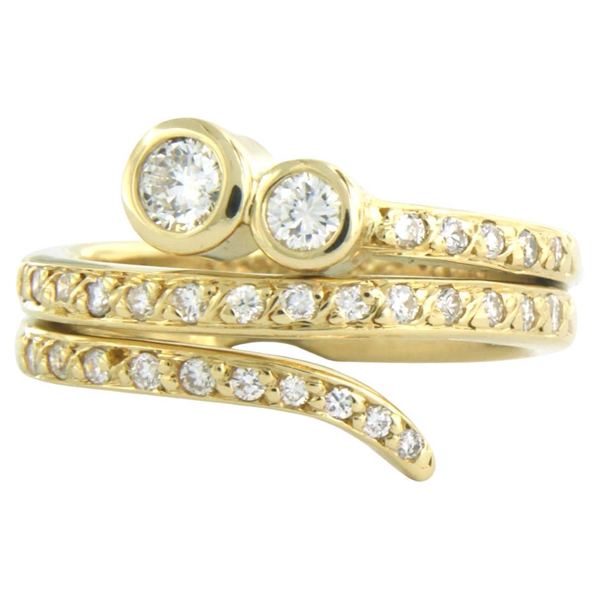 Bague sertie de diamants taille brillant jusqu'à 0,55 ct Or jaune 18k 7,2 grammes