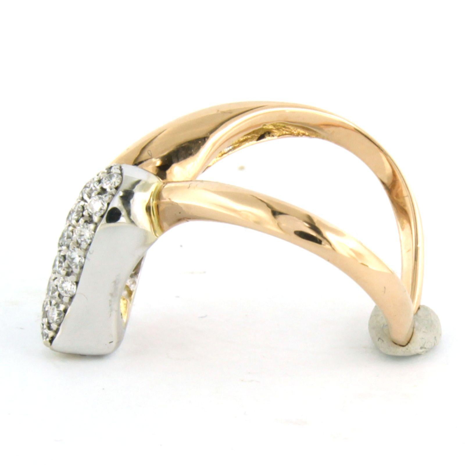 Ring with brilliant cut diamonds up to 0.60ct 18k bicolour gold For ...