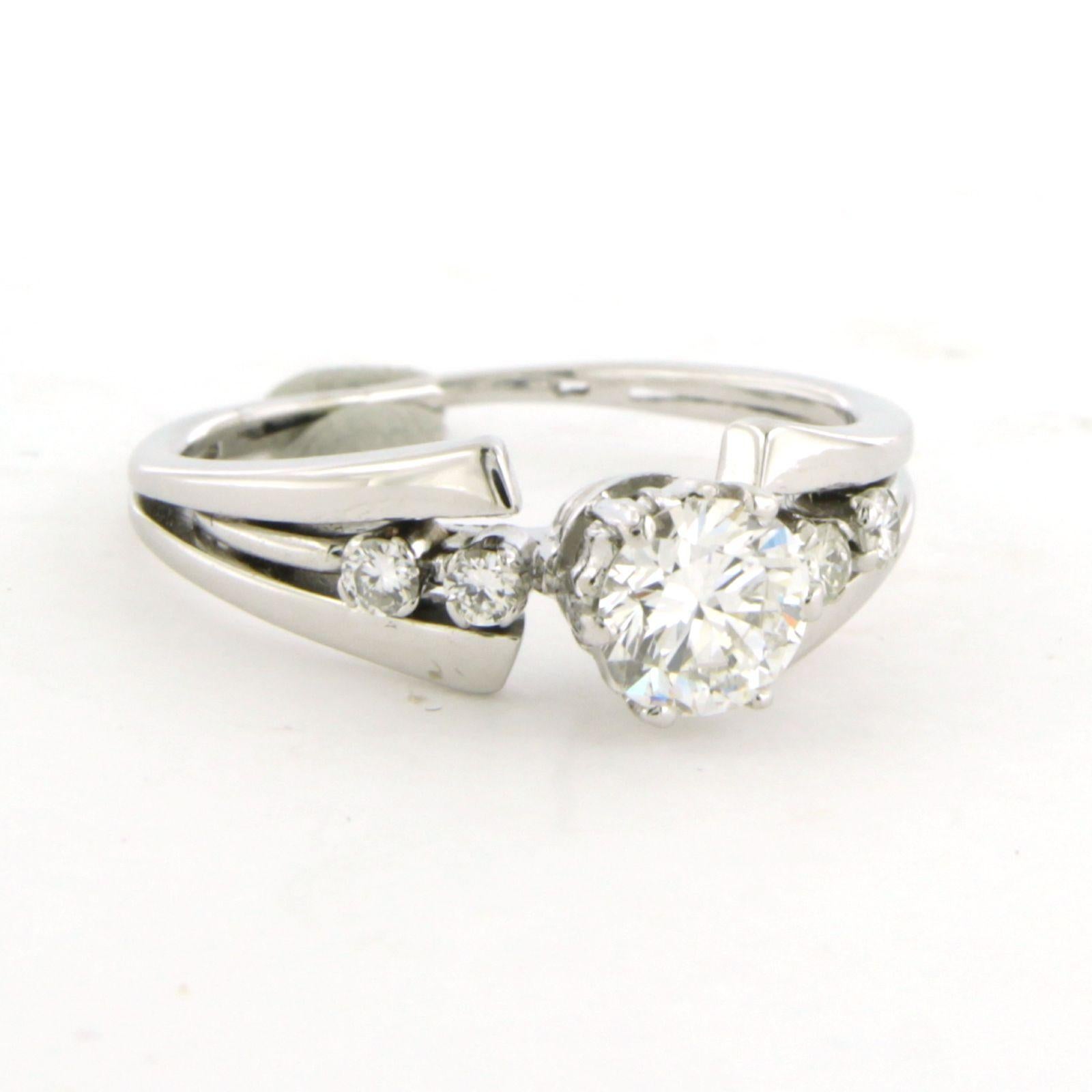 De las mujeres Anillo con diamantes talla brillante de hasta 0,60 ct 3,0 gramos Oro blanco de 14k en venta