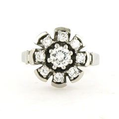 Ring mit Diamanten im Brillantschliff bis zu 0,64ct 18k Weißgold 4,6 Gramm