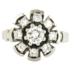 Ring mit Diamanten im Brillantschliff bis zu 0,64ct 18k Weißgold 4,6 Gramm