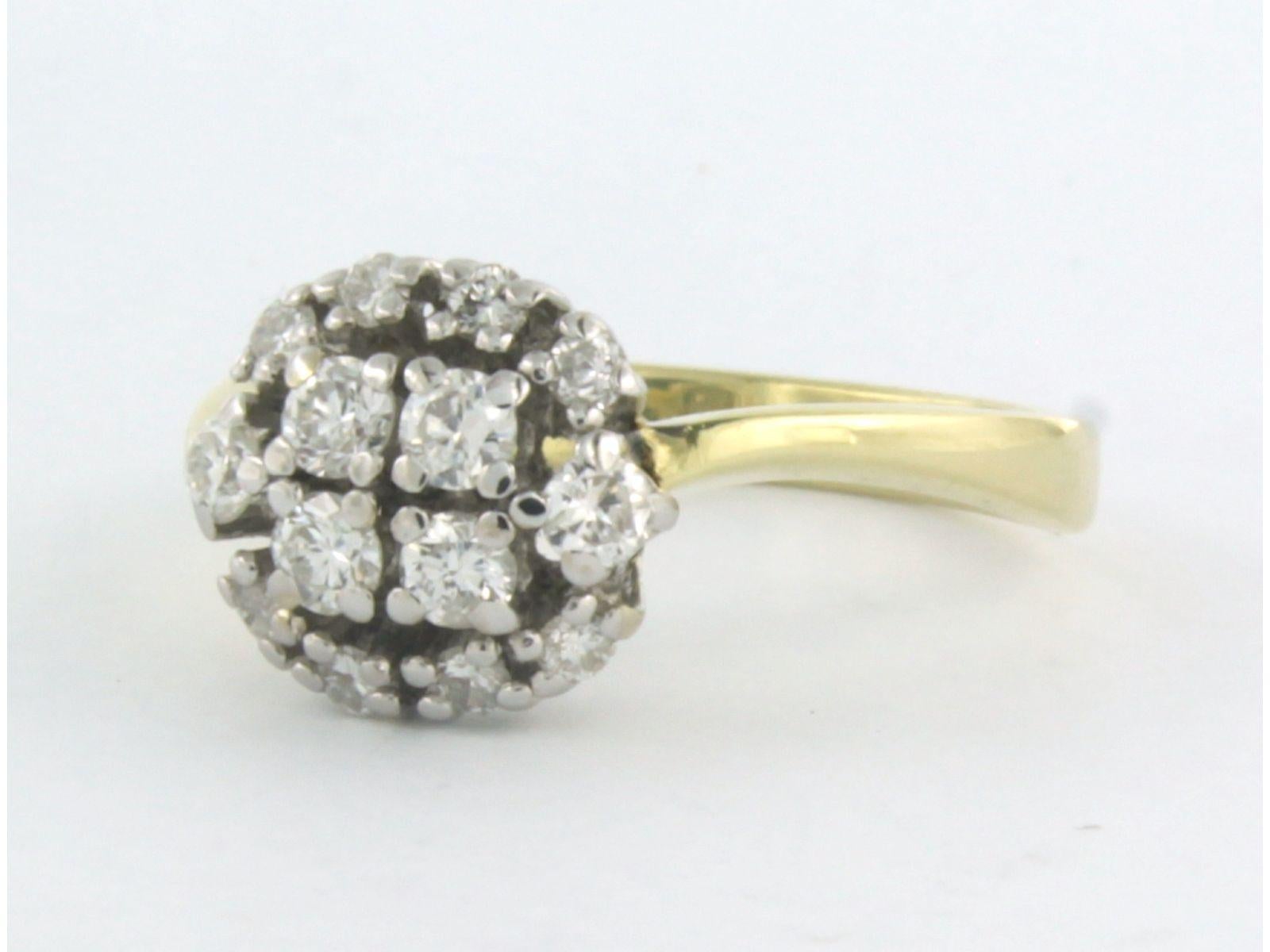 Ring with brilliant cut diamonds up to 0.66ct 4.4 grams 14k bicolour gold In Excellent Condition For Sale In The Hague, ZH