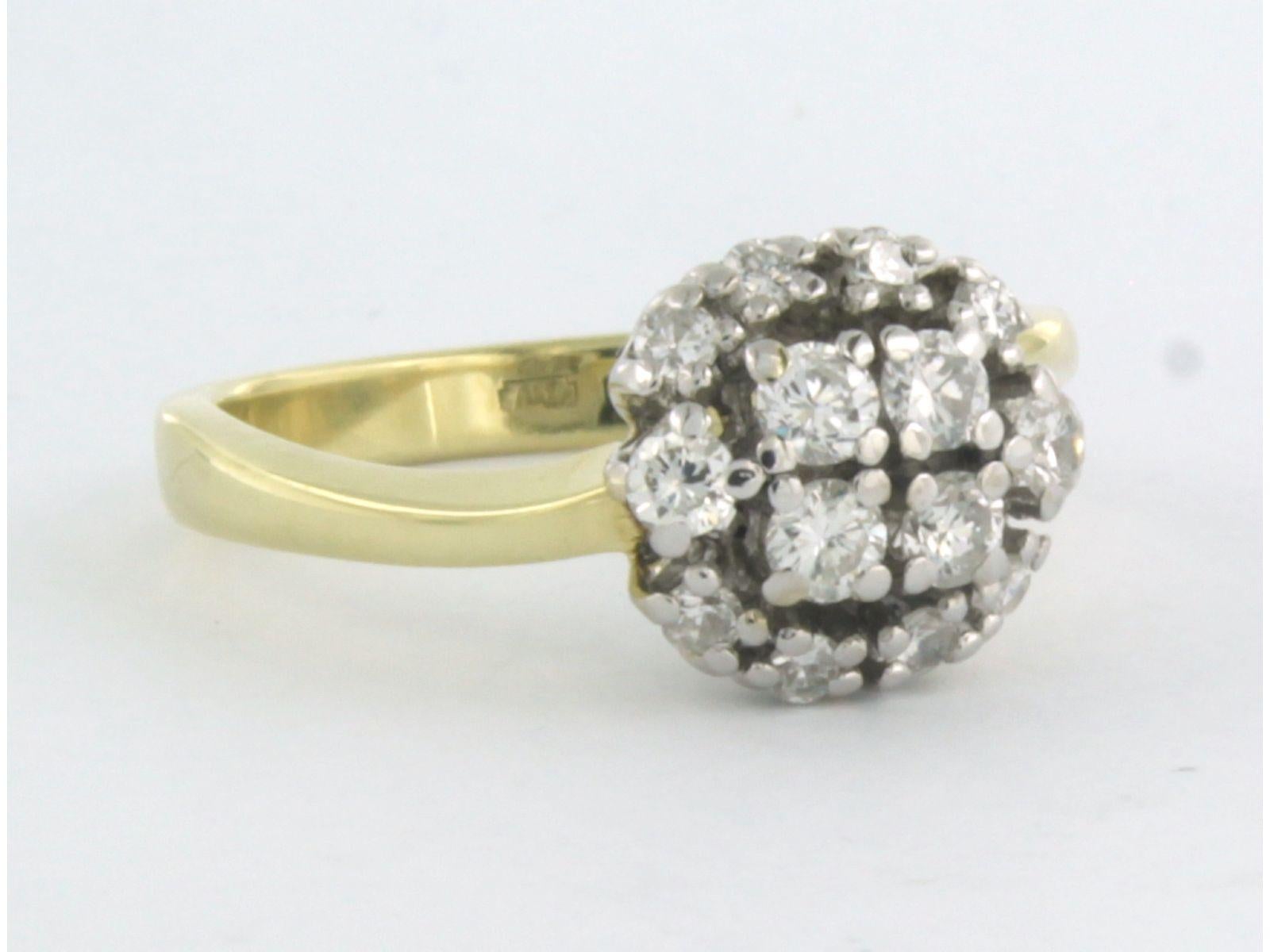 Women's Ring with brilliant cut diamonds up to 0.66ct 4.4 grams 14k bicolour gold For Sale