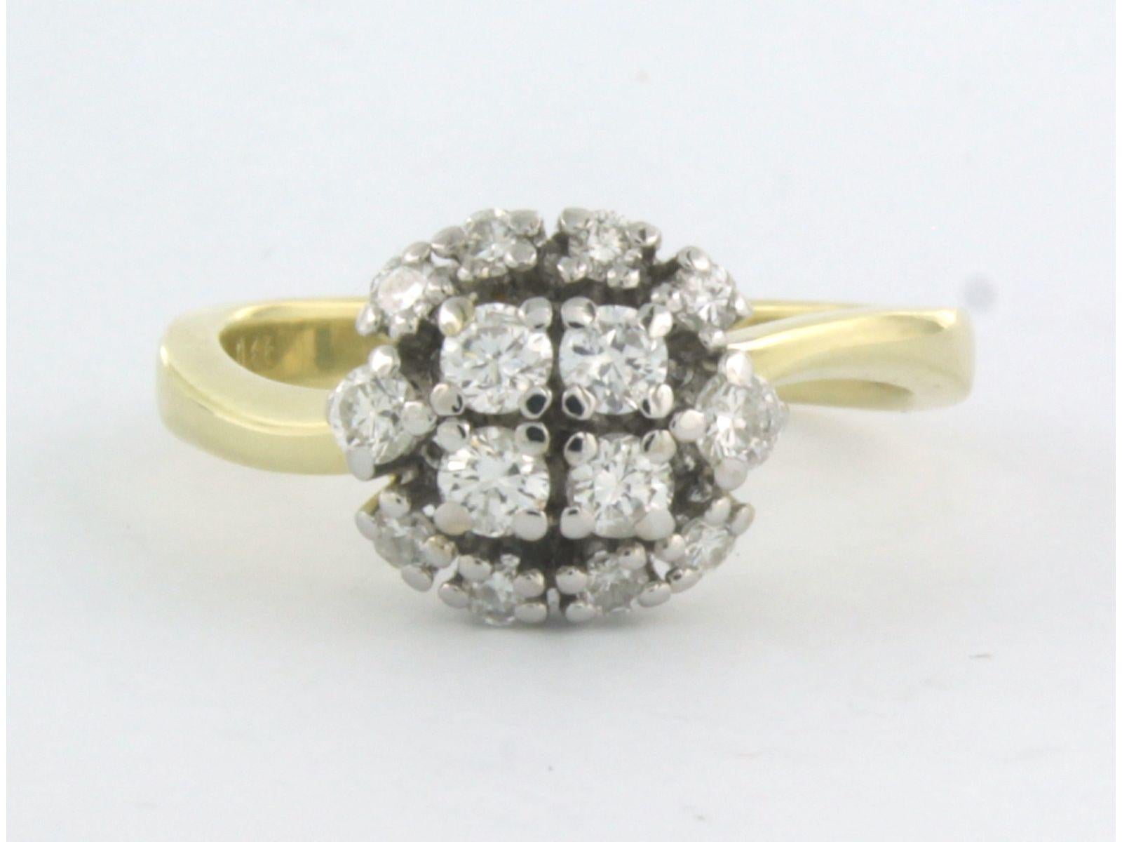 Ring with brilliant cut diamonds up to 0.66ct 4.4 grams 14k bicolour gold For Sale 1