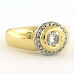 Ring with brilliant cut diamonds up to 0.70ct -11.3 gram - 18k bicolour gold