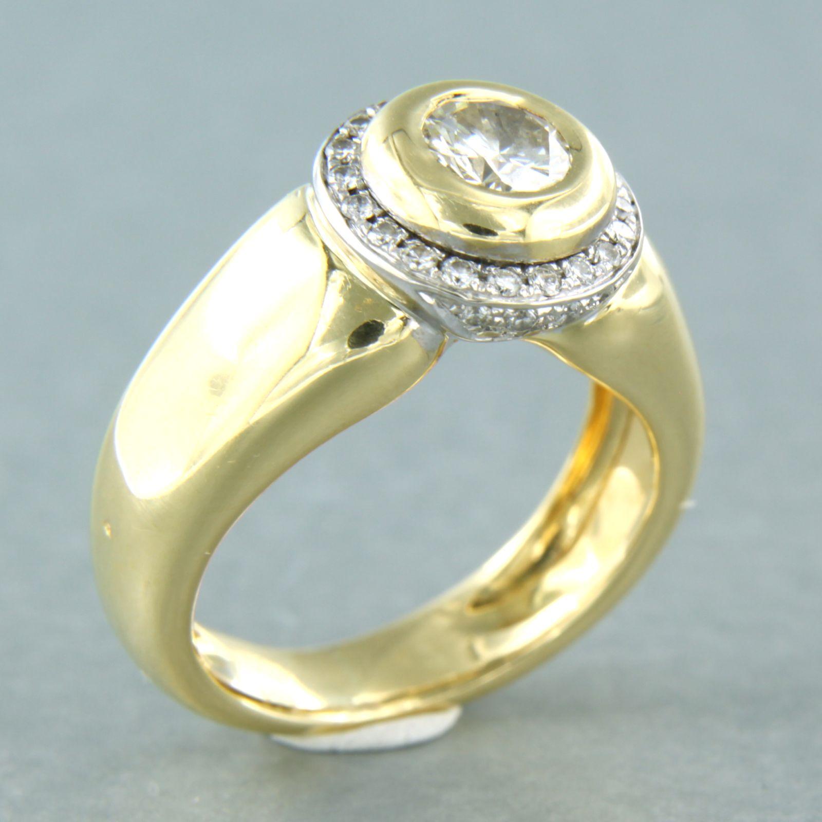 Modern Ring with brilliant cut diamonds up to 0.70ct -11.3 gram - 18k bicolour gold For Sale