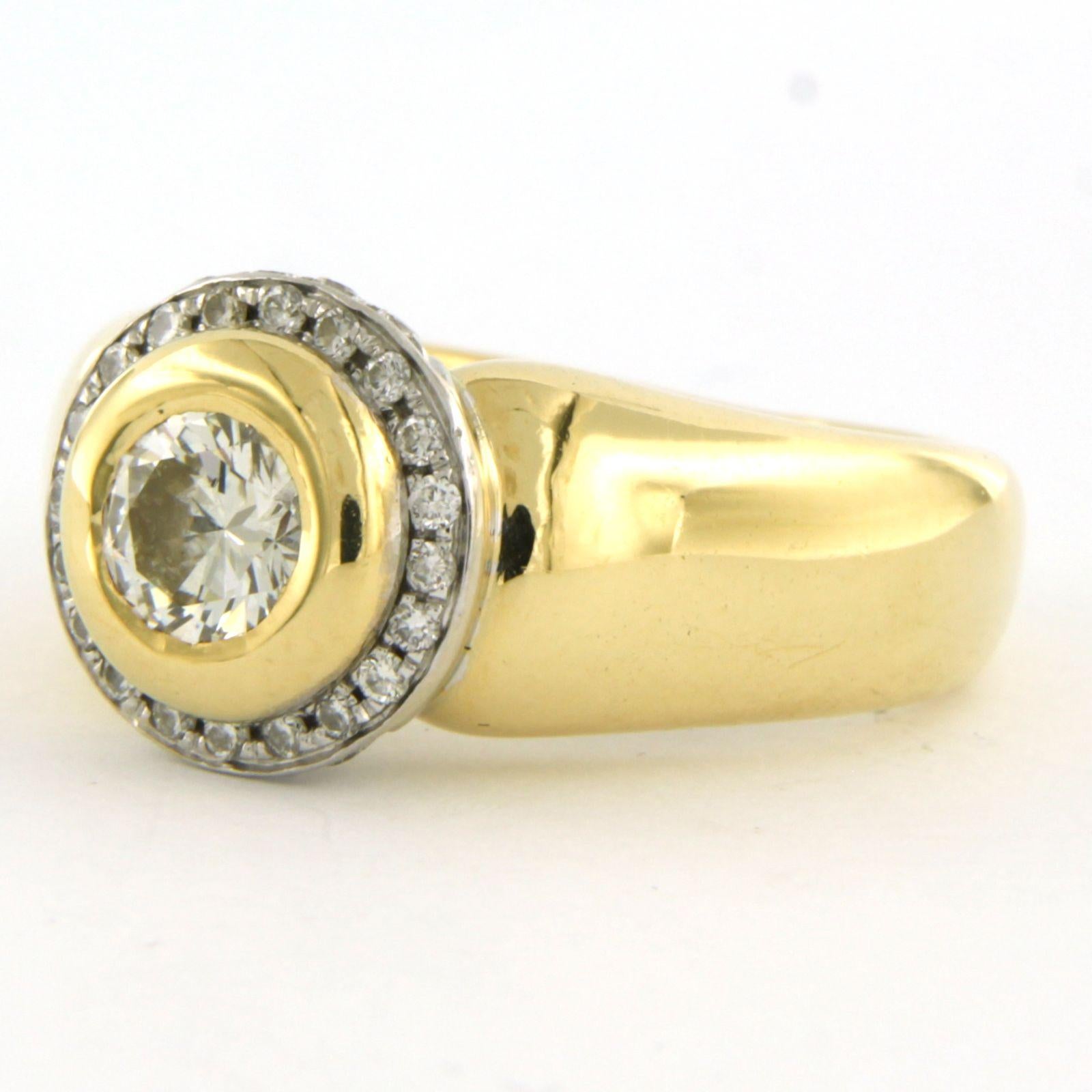 Women's Ring with brilliant cut diamonds up to 0.70ct -11.3 gram - 18k bicolour gold For Sale