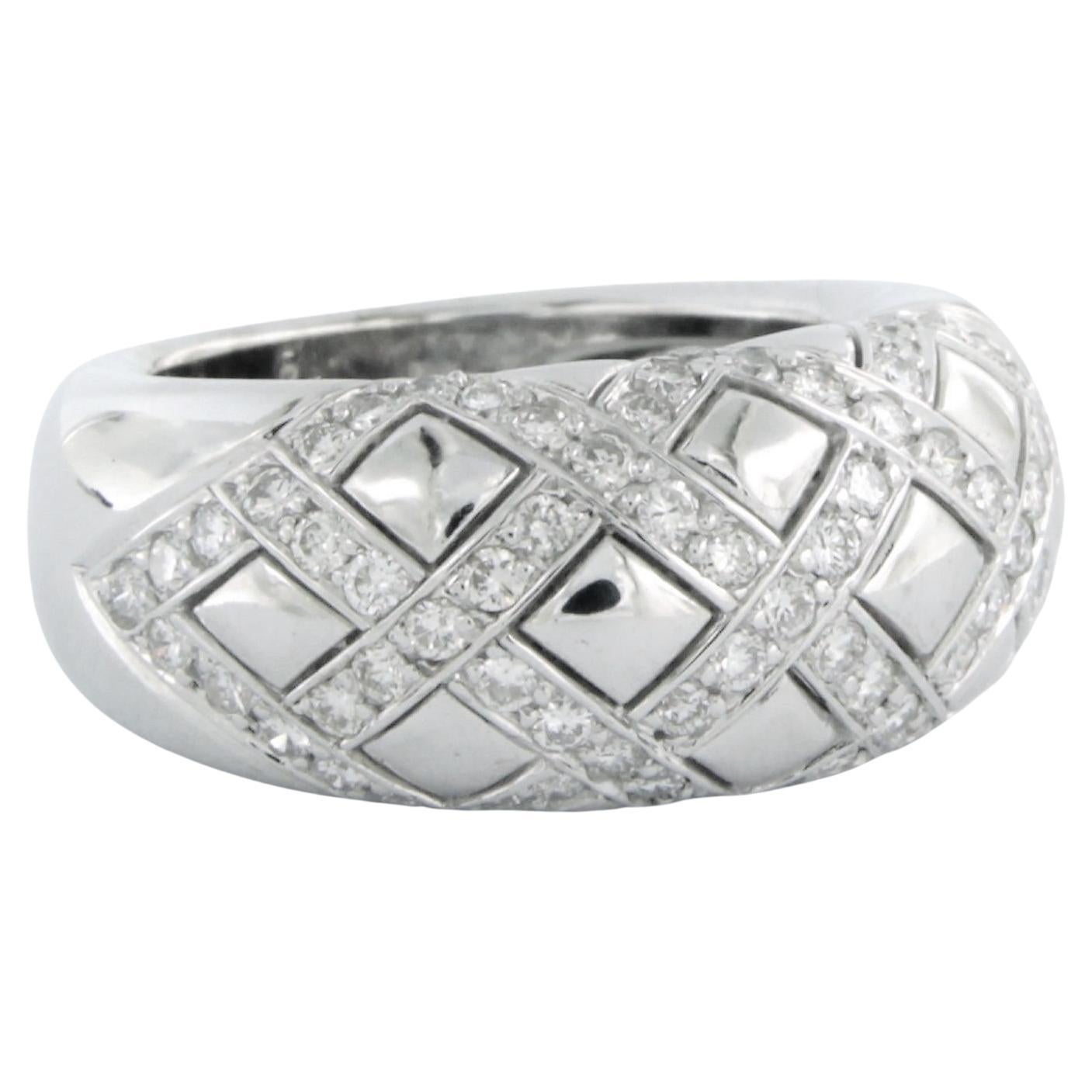Ring with brilliant cut diamonds up to 0.70ct 18k white gold For Sale