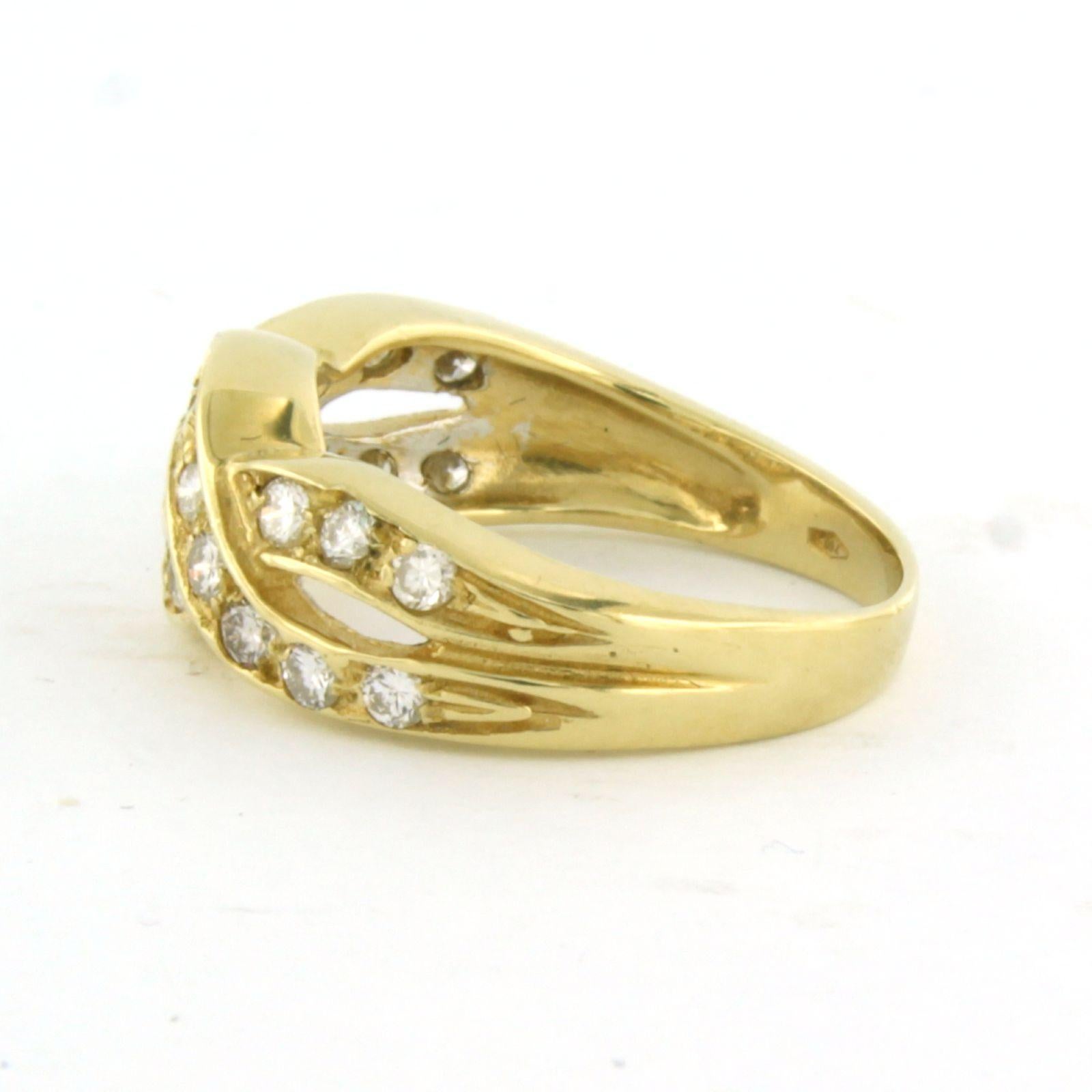 Moderne Bague avec diamants taille brillant jusqu'à 0,70ct Or jaune 18k 5,3 grammes en vente