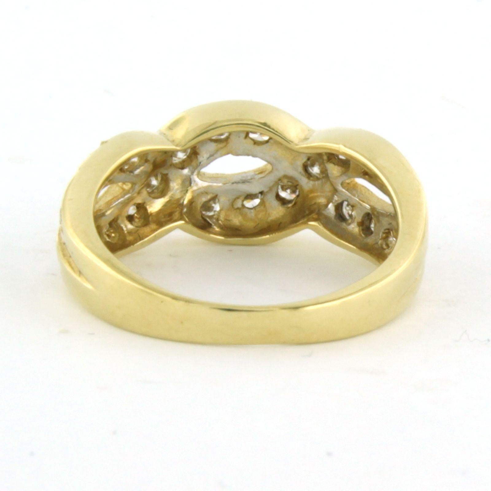 Taille brillant Bague avec diamants taille brillant jusqu'à 0,70ct Or jaune 18k 5,3 grammes en vente