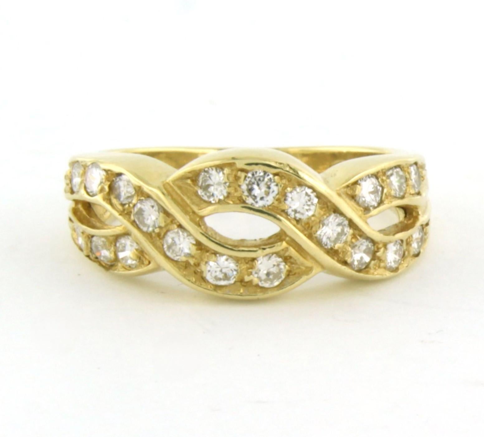 Modern Ring with brilliant cut diamonds up to 0.70ct 18k yellow gold For Sale