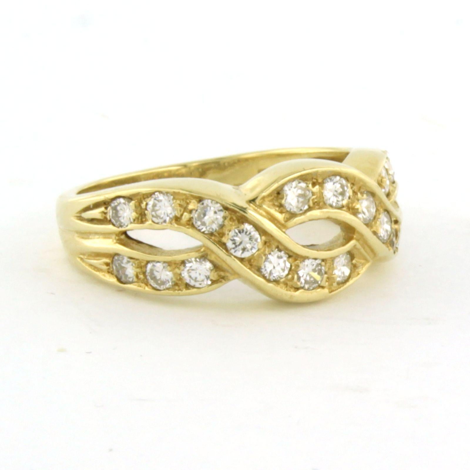 Brilliant Cut Ring with brilliant cut diamonds up to 0.70ct 18k yellow gold For Sale