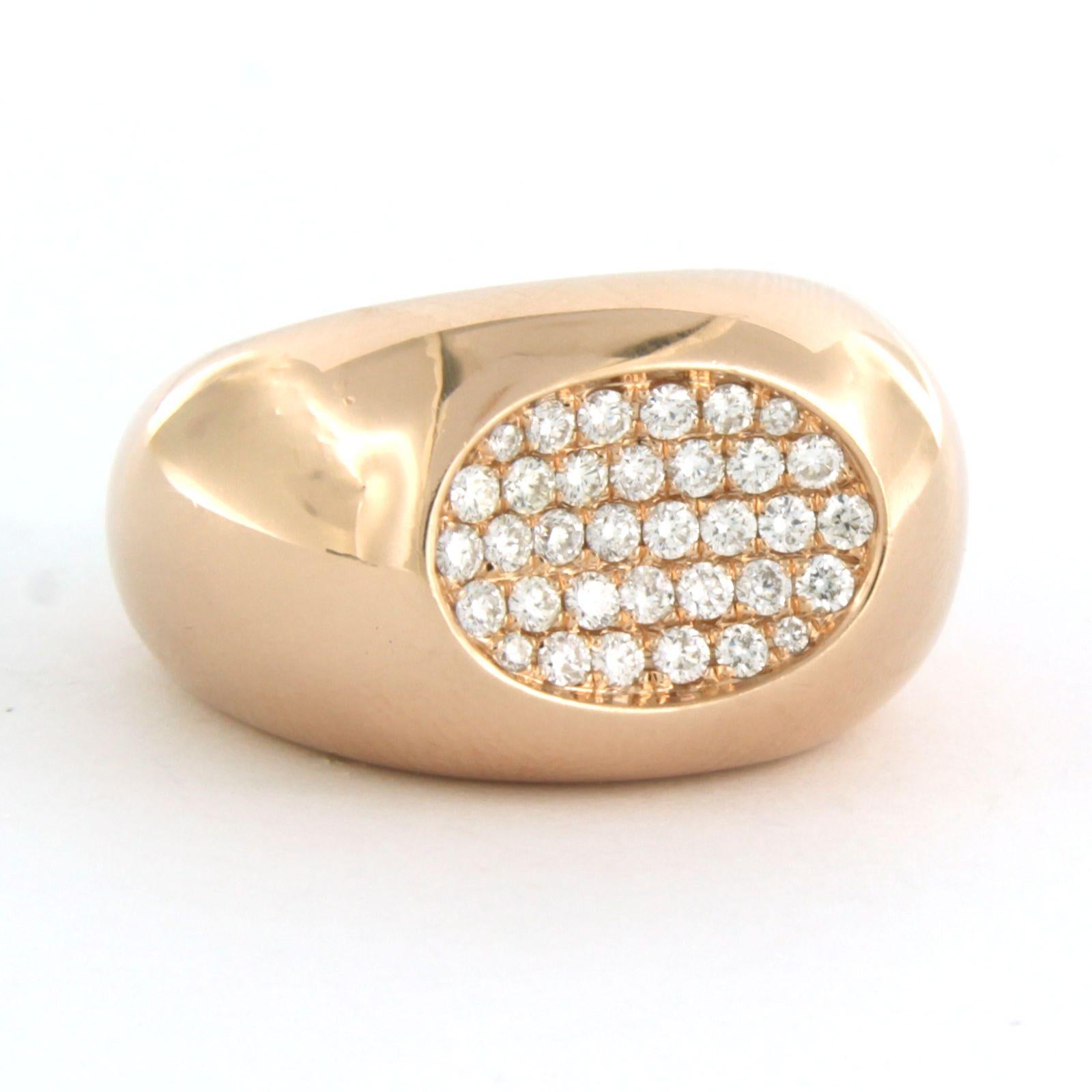 Anello in oro rosa 14k con diamanti taglio brillante. 0,80ct - F/G - VS/SI - misura dell'anello U.S. 7,25 - EU. 17.5 (55)

descrizione dettagliata:

la parte superiore dell'anello è larga 1,5 cm

misura dell'anello US 7.25 - EU. 17.5 (55)

peso 10,0
