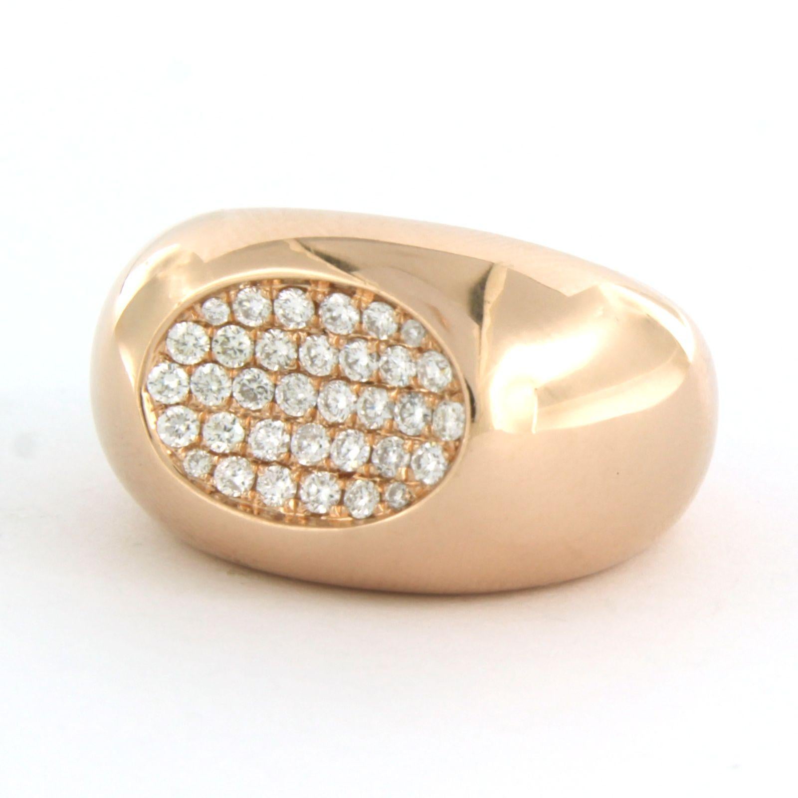 Moderno Anello con diamanti taglio brillante fino a 0,80ct in oro rosa 14k 10,0 grammi in vendita