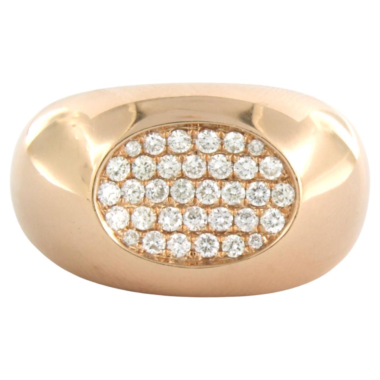 Ring with brilliant cut diamonds up to 0.80ct 14k pink gold 10.0 grams