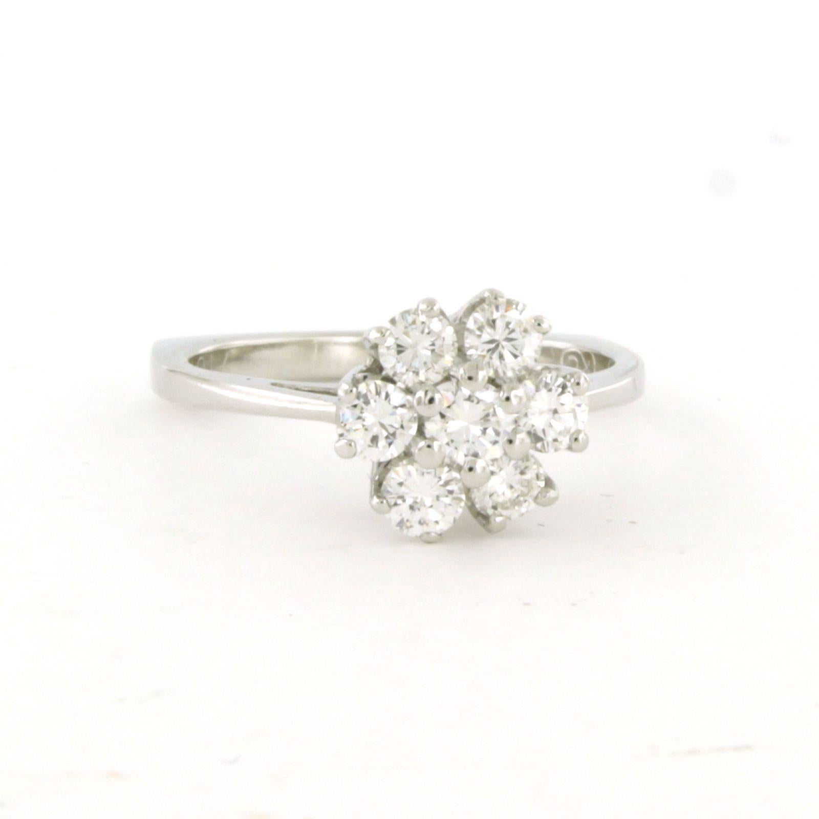 Ring mit Diamanten im Brillantschliff bis zu 0,84ct 18k Weißgold 4,3 Gramm Damen im Angebot