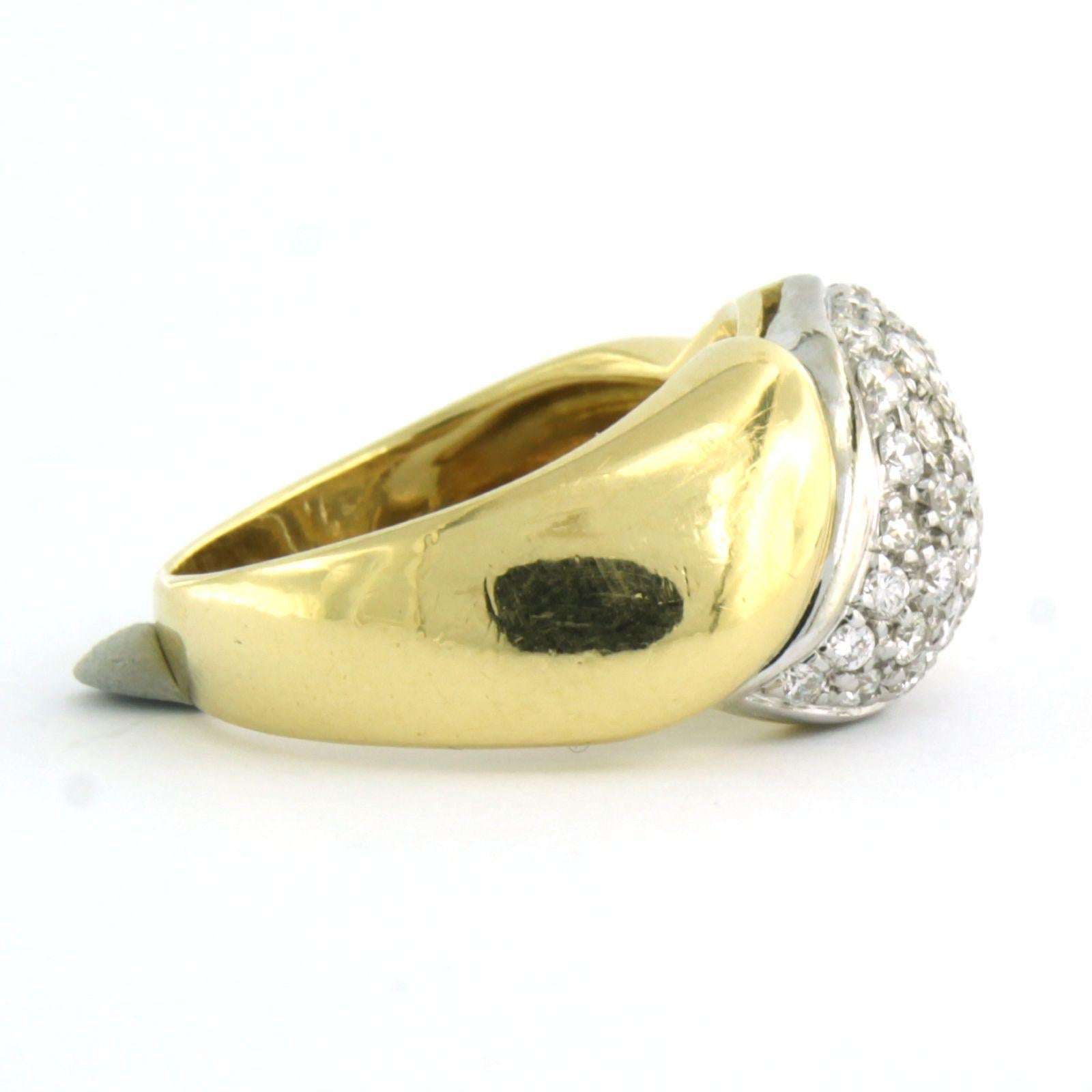 Women's Ring with brilliant cut diamonds up to 0.90ct 18k bicolour gold For Sale