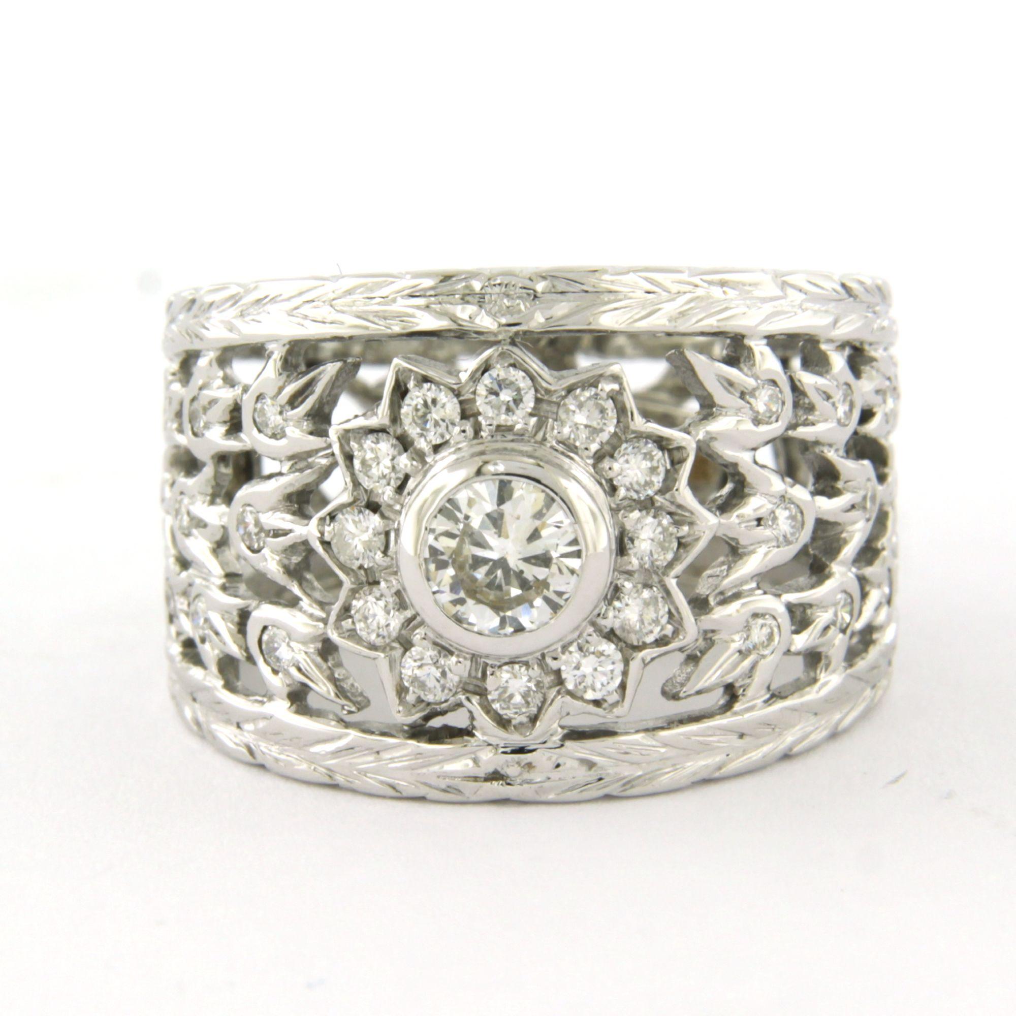 Ring with brilliant cut diamonds up to 0.90ct 18k white gold 9.4 grams For Sale 1