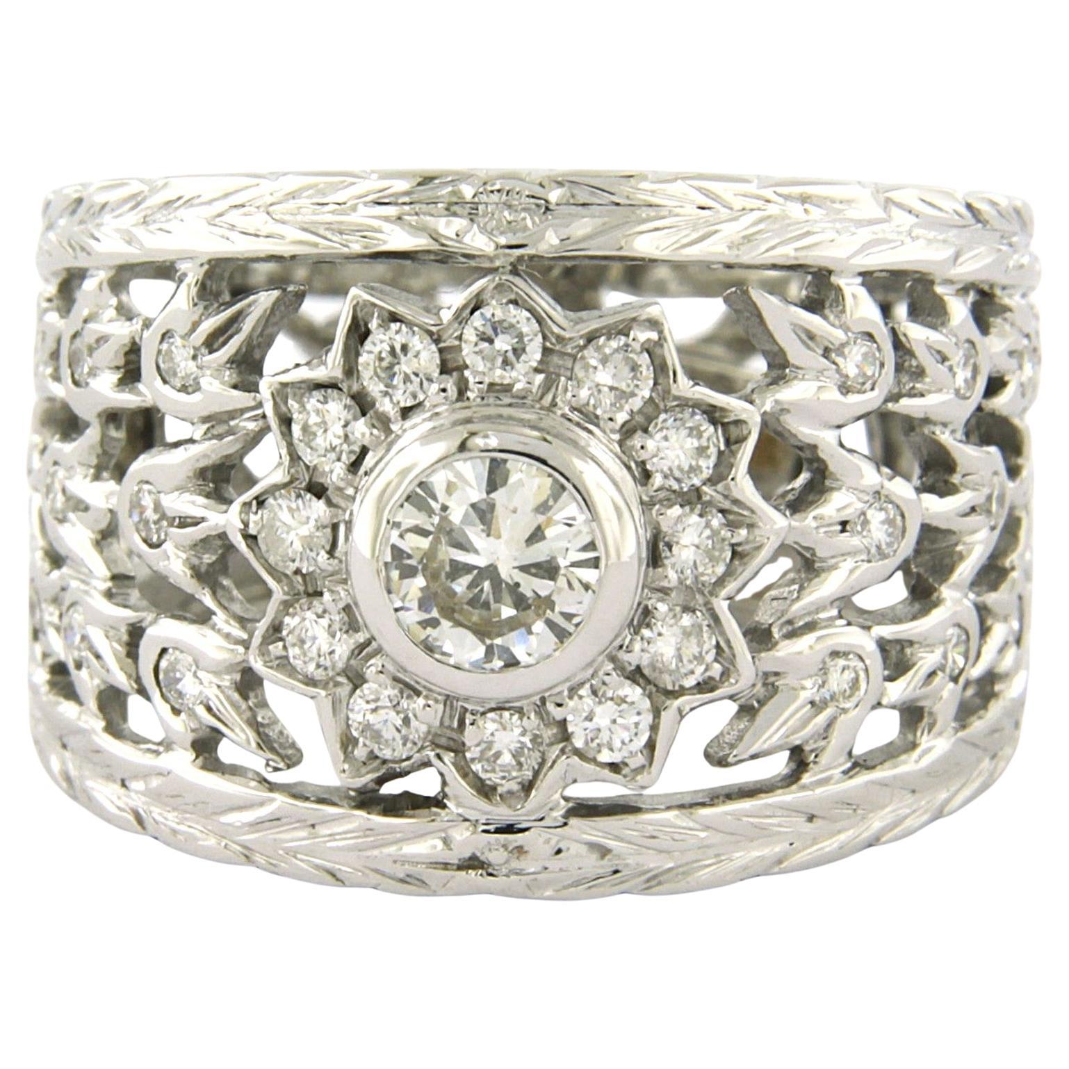 Ring mit Diamanten im Brillantschliff bis zu 0,90ct 18k Weißgold 9,4 Gramm