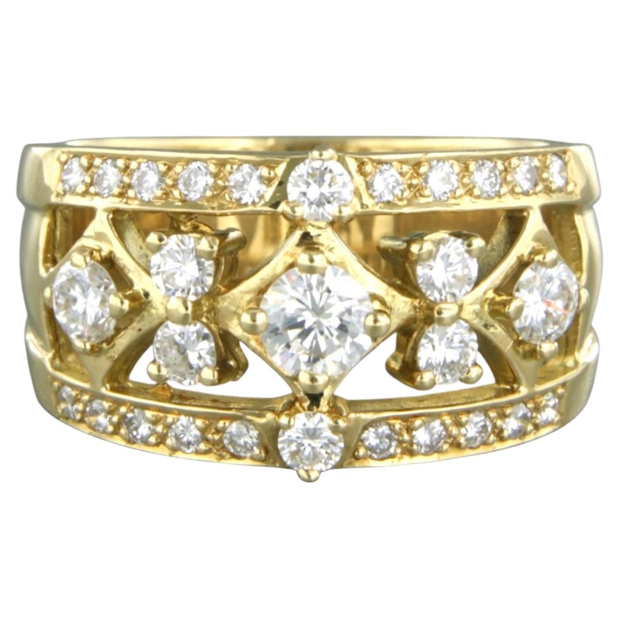 Bague avec diamants taille brillant jusqu'à 0,90ct Or jaune 18k 9,0 grammes