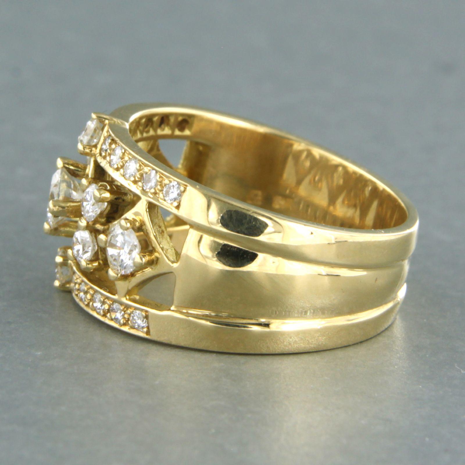 Women's Ring with brilliant cut diamonds up to 0.90ct 18k yellow gold For Sale