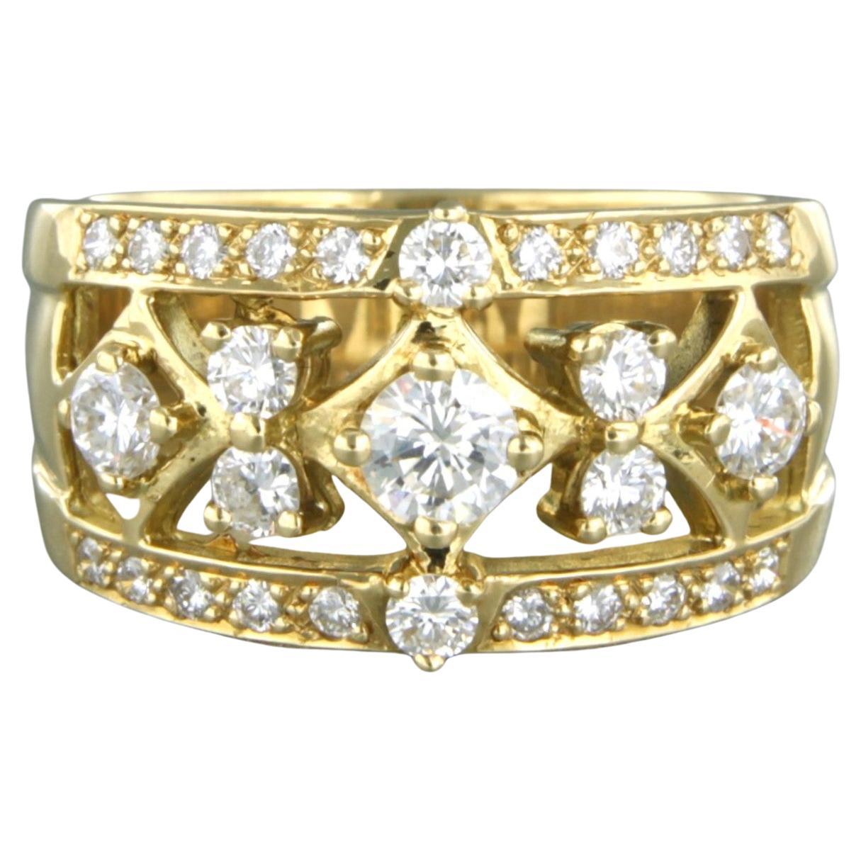 Ring with brilliant cut diamonds up to 0.90ct 18k yellow gold