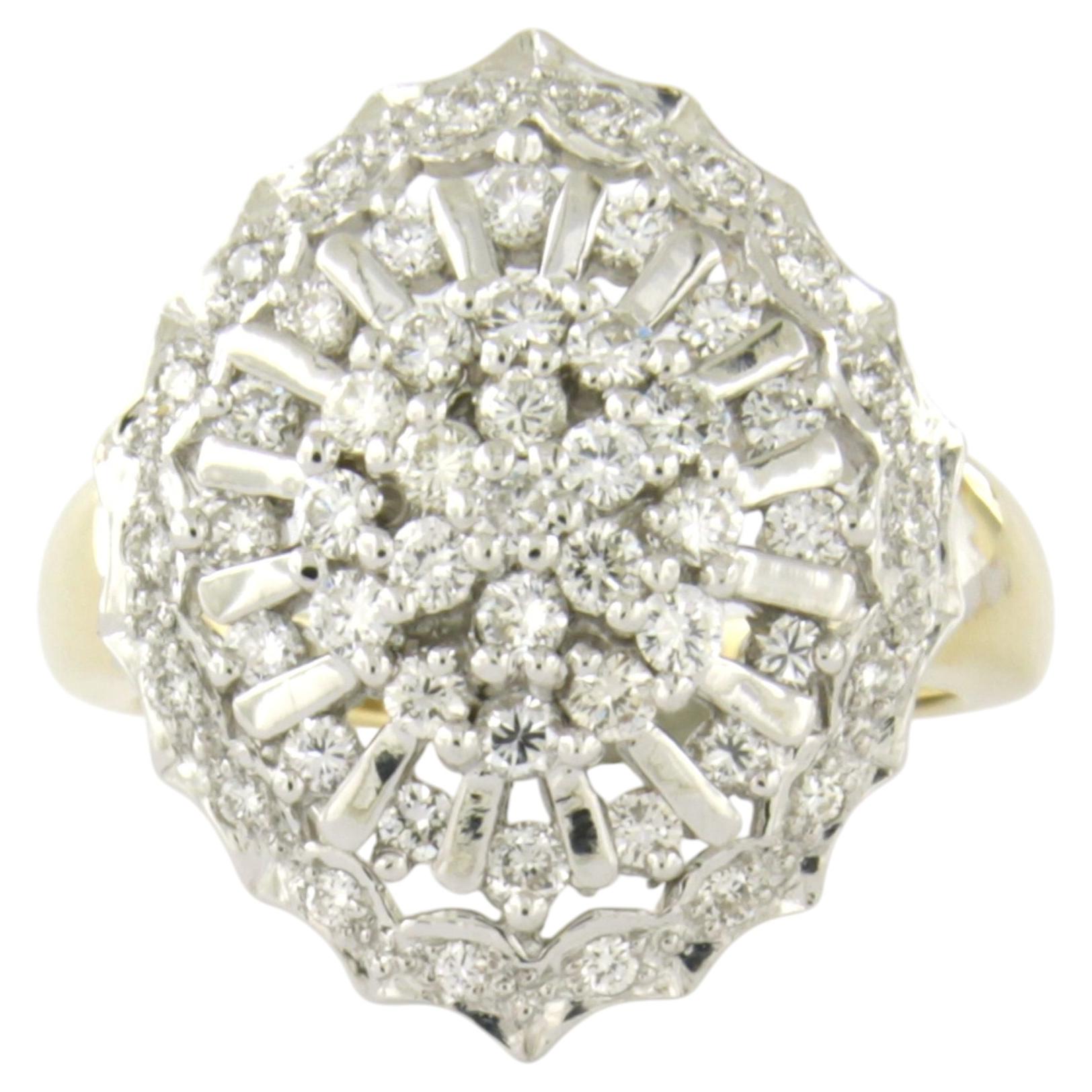 Ring with brilliant cut diamonds up to 1.00ct 14k bicolour gold 8.1 grams