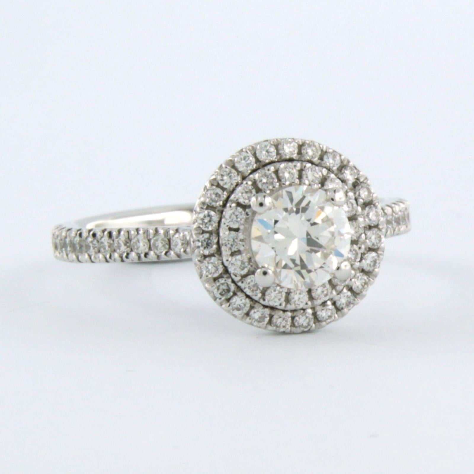 Anello con diamanti taglio brillante fino a 1,00ct Oro bianco 14k 3,7 grammi in vendita 2