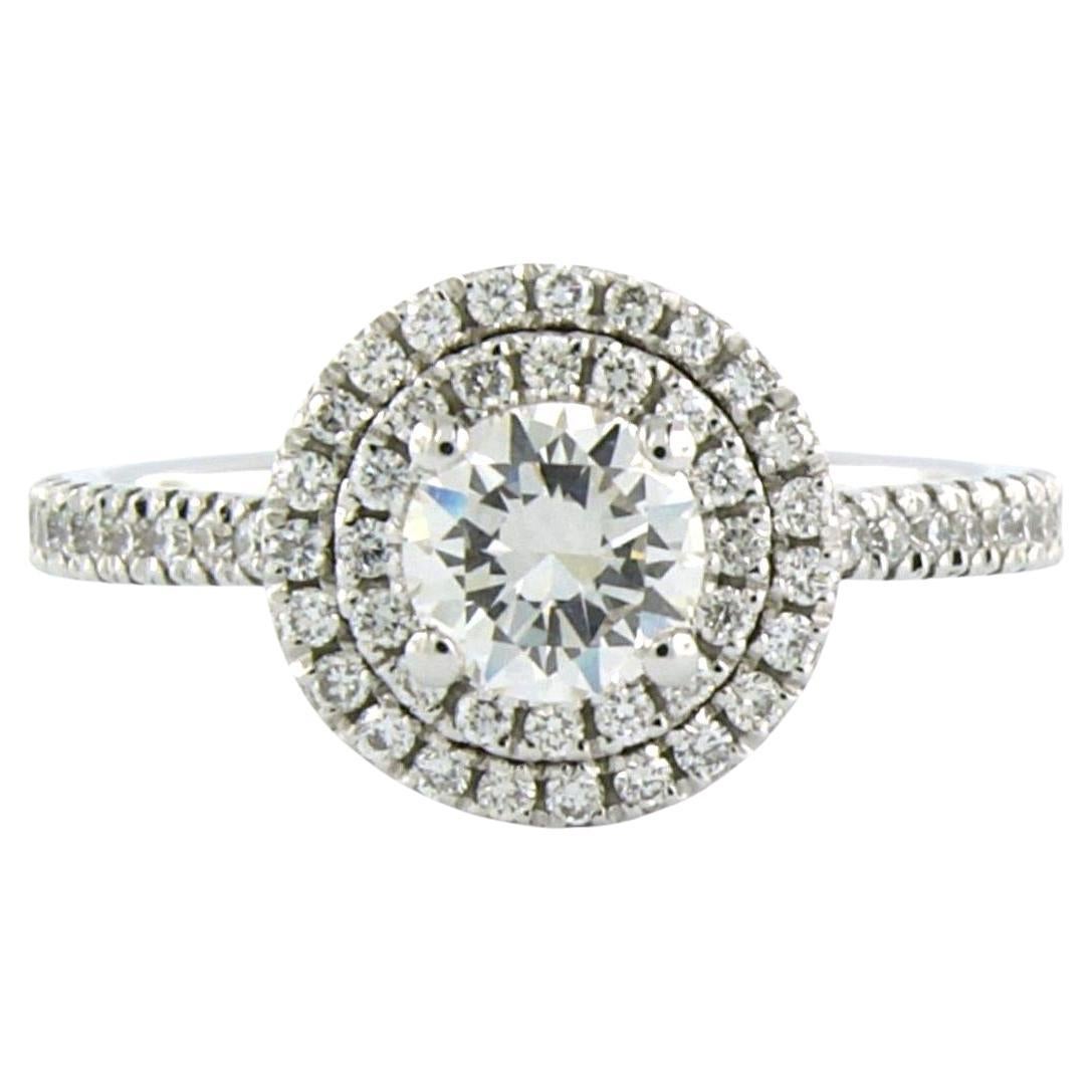 Ring with brilliant cut diamonds up to 1.00ct 14k white gold 3.7 grams