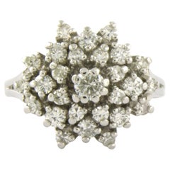 Ring with brilliant cut diamonds up to 1.00ct 14k white gold 4.5 grams