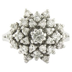 Ring with brilliant cut diamonds up to 1.00ct 14k white gold 4.5 grams