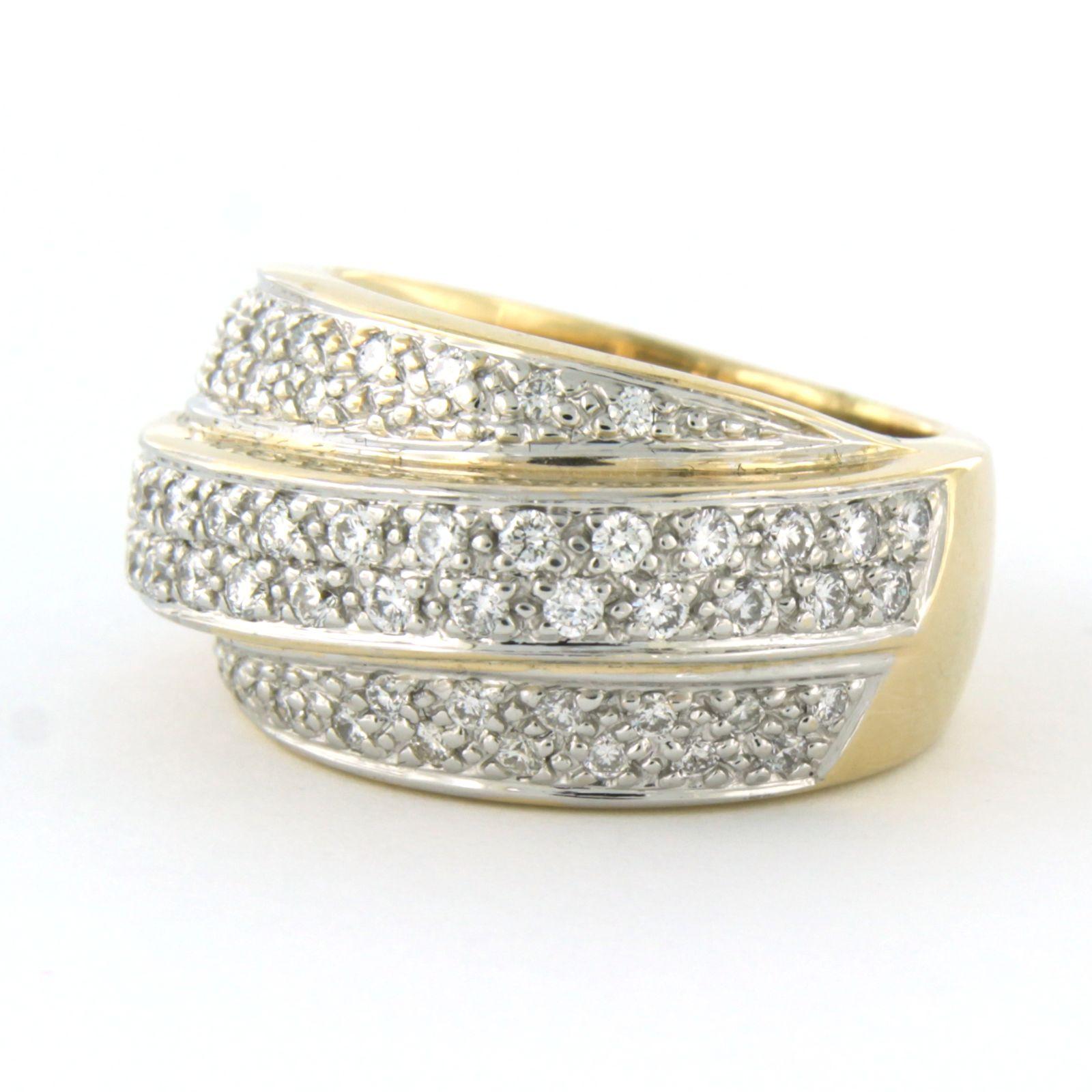 Ring mit Diamanten im Brillantschliff bis zu 1,00ct 18k Bicolor Gold 12,8 Gramm Damen im Angebot