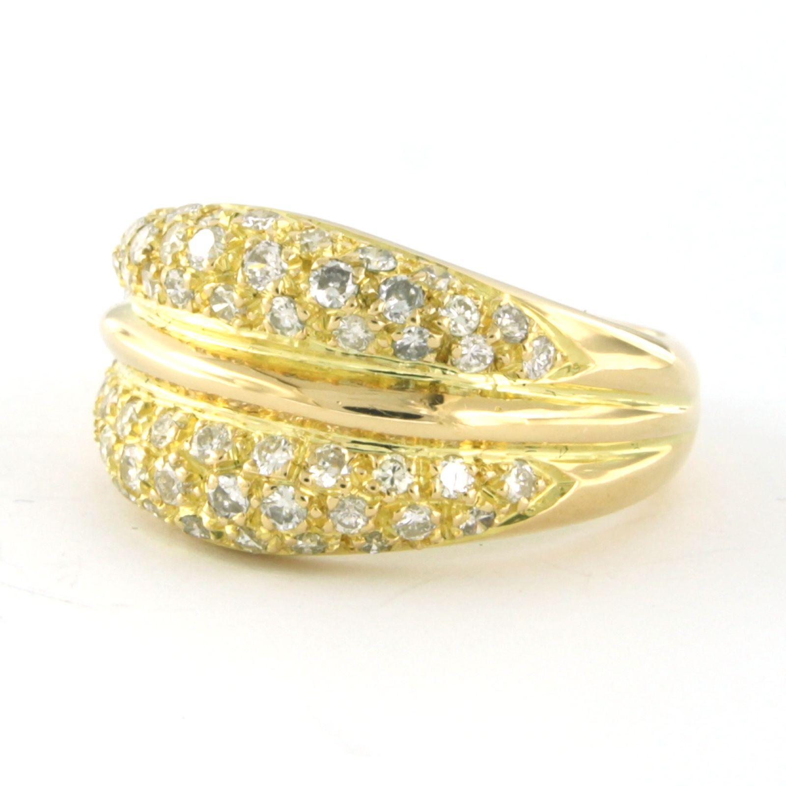 Moderne Bague avec diamants taille brillant jusqu'à 1,00ct - 7,4 grammes - or jaune 18k en vente