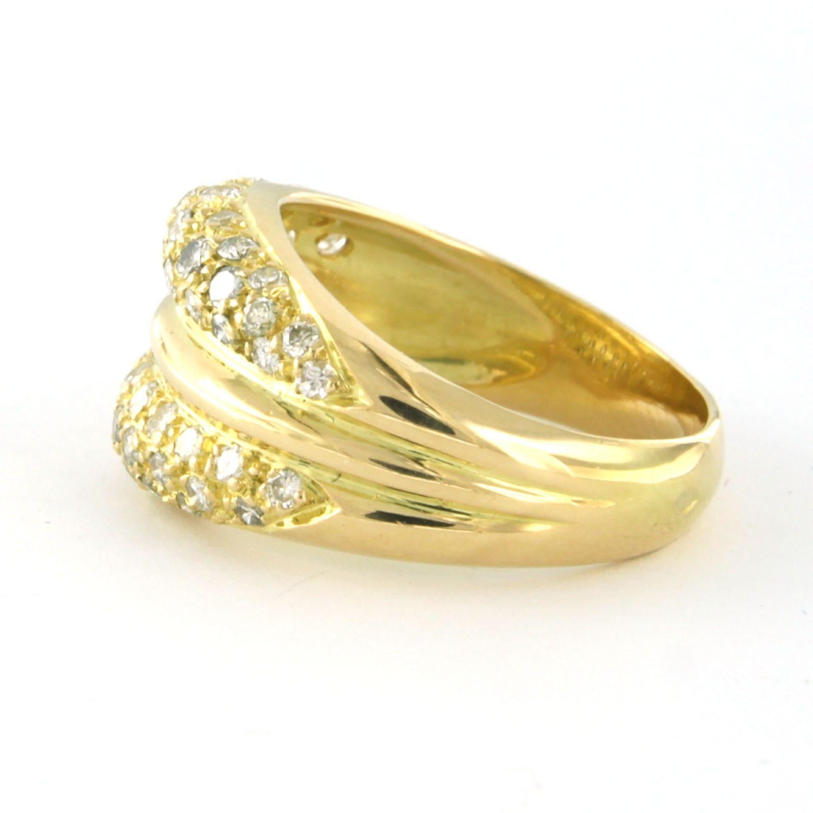 Bague avec diamants taille brillant jusqu'à 1,00ct - 7,4 grammes - or jaune 18k Excellent état - En vente à The Hague, ZH