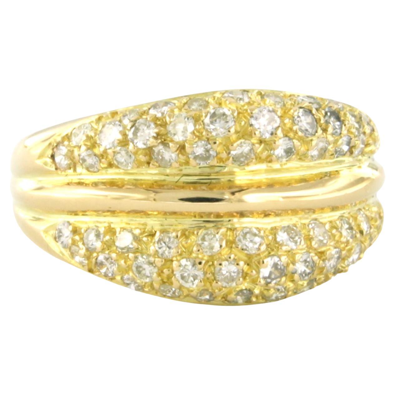Ring with brilliant cut diamonds up to 1.00ct - 7.4 grams - 18k yellow gold