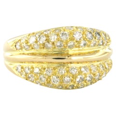 Ring with brilliant cut diamonds up to 1.00ct - 7.4 grams - 18k yellow gold