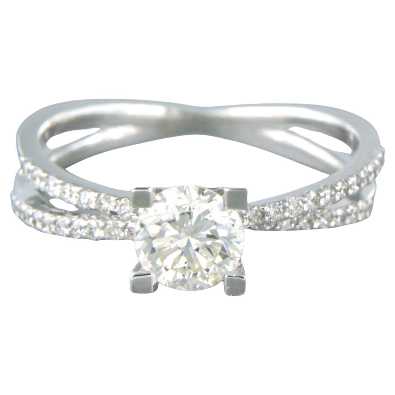 Ring with brilliant cut diamonds up to 1.05ct IGI report 14k gold 3.2 grams For Sale