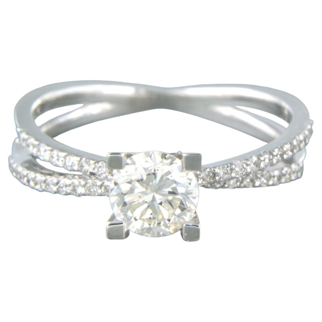 Ring with brilliant cut diamonds up to 1.05ct IGI report 14k gold 3.2 grams