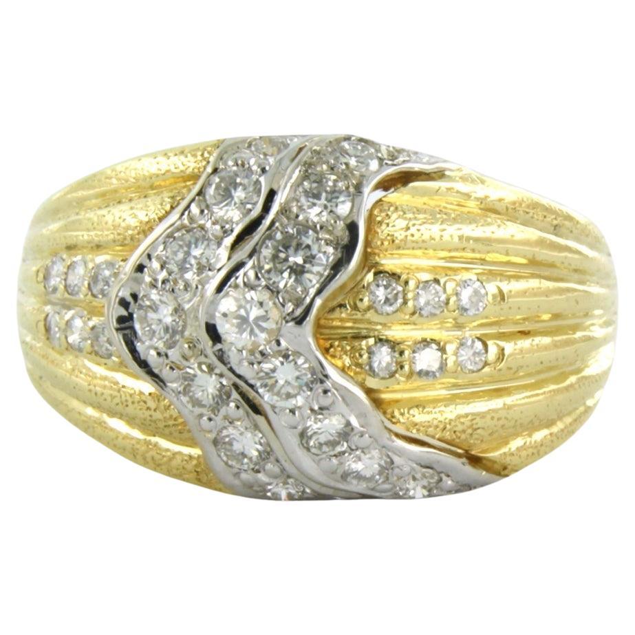 Ring with brilliant cut diamonds up to 1.10ct 18k bicolour gold
