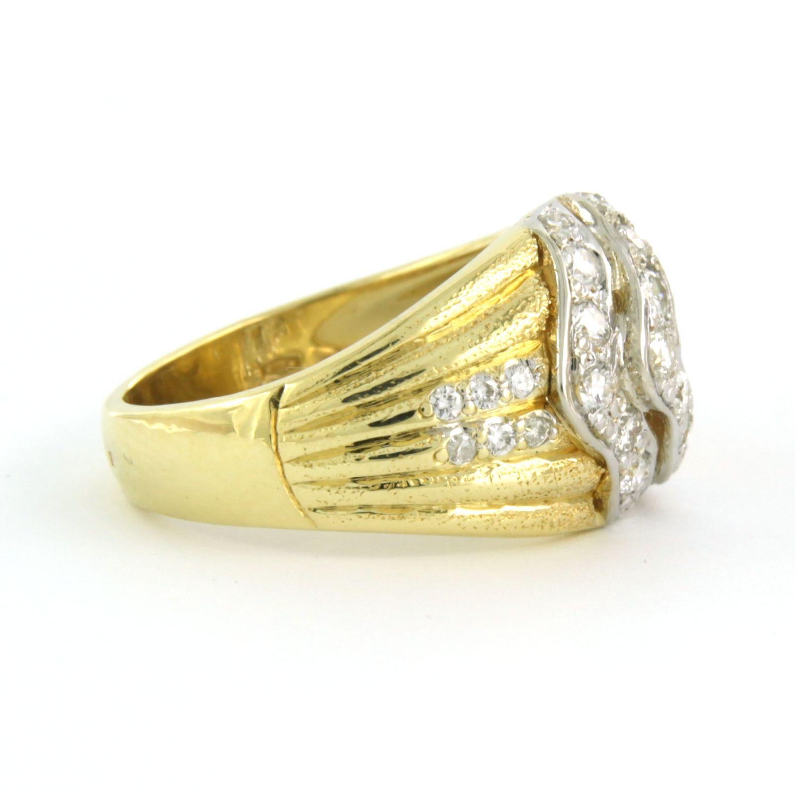 Modern Ring with brilliant cut diamonds up to 1.10ct 18k gold 8.1 grams For Sale